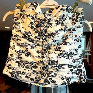 White House Black Market floral strapless bustier top